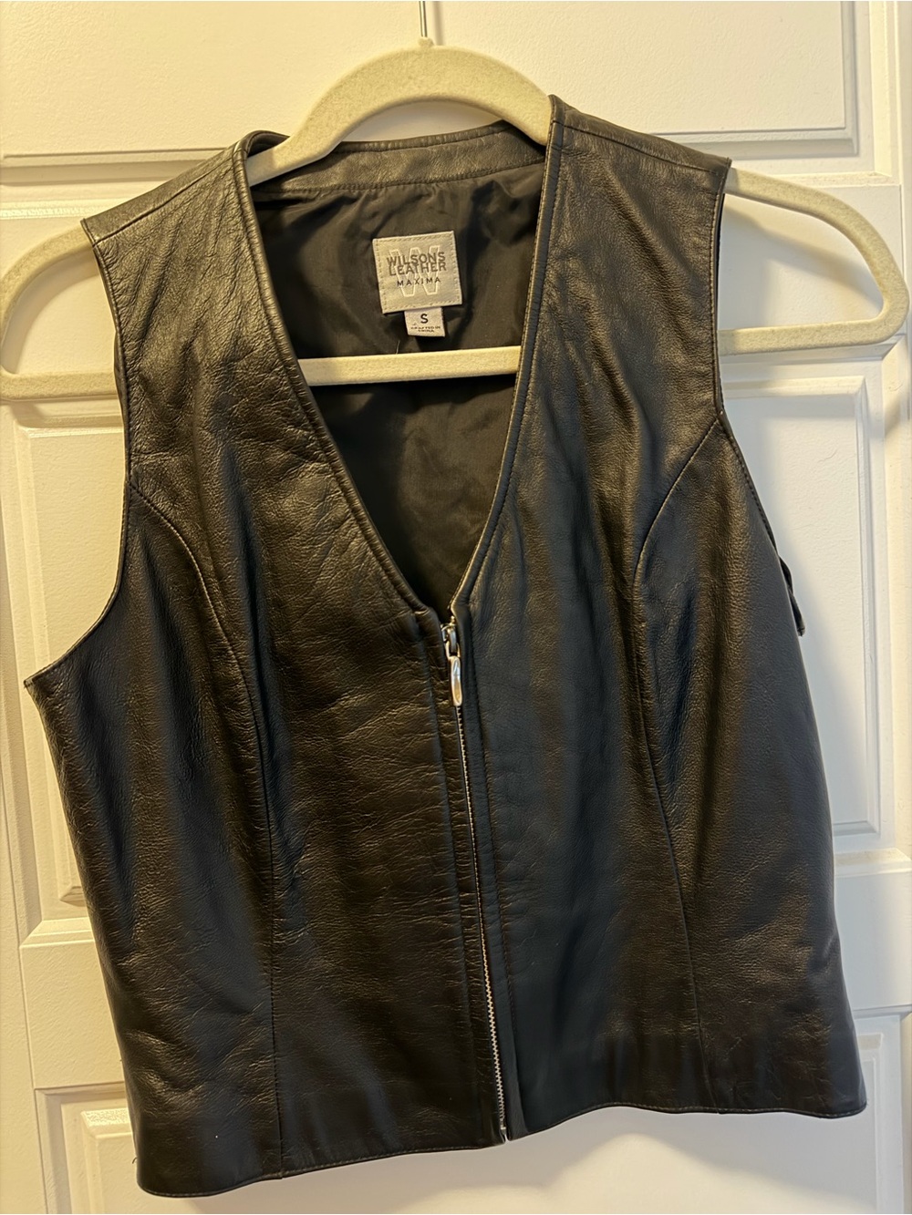 Black Leather Vest - S